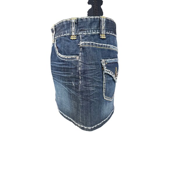 Rock & Roll Cowgirl Womens L Denim Mini Skirt Western Cowgirl Embroidered Pocket - Picture 5 of 13